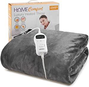 LEWIS'S Deluxe Electric heating Wool blanket-Electric heating blanket heating blanket Black heating cover blanket (charcoal black) 130cm x 160cm)