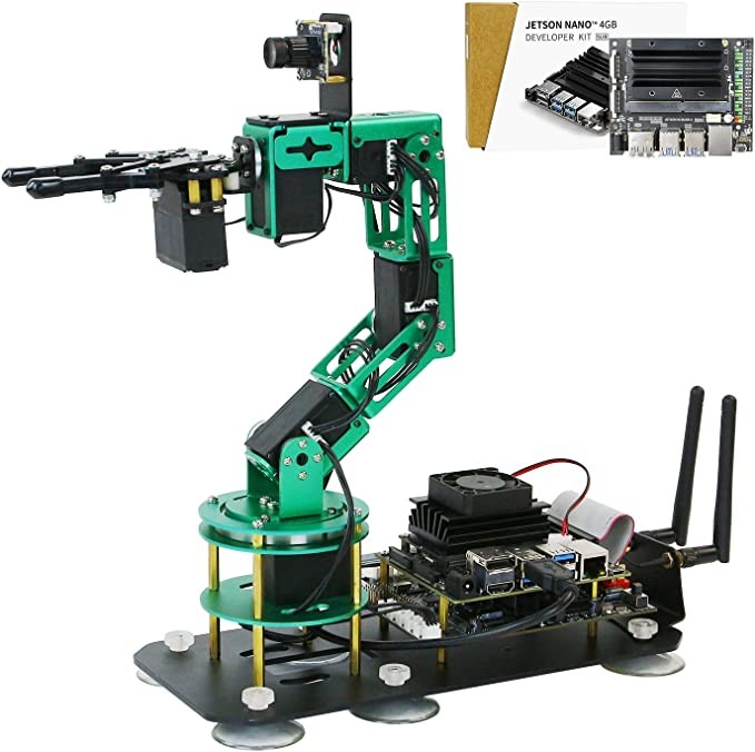 Yahboom Robotic Arm for Jetson Nano 4GB 6-DOF AI Robotic Hand for Adult Application Control ROS Programmable Open Source Robot with Camera Visual Identity (with Jetson Nano 4GB SUB)
