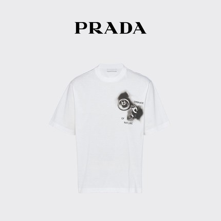 Prada Oversize Printed Cotton T-Shirt Short Sleeve